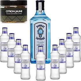 Gintonic - Gin Bombay Sapphire 40° + 9London Essence"Grapefruit & Rosemary" - 70cl + 9 * 20cl + Pot de 20 tranches de Citro