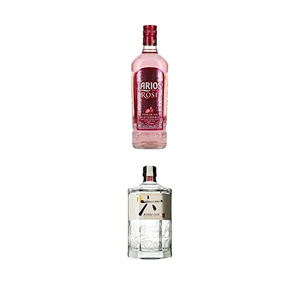 Larios Rosé Gin Premium Méditerranéen, 37,5% - 70cl & Roku Gin Craft Gin Japonais 43% - 70cl