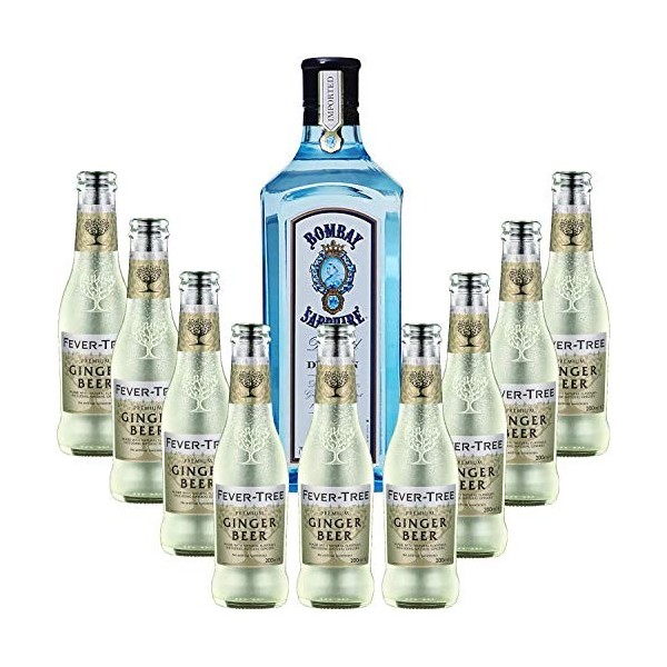 Gintonic - Gin Bombay Sapphire 40° + 9Fever Ginger Beer Water - 70cl + 9 * 20cl 