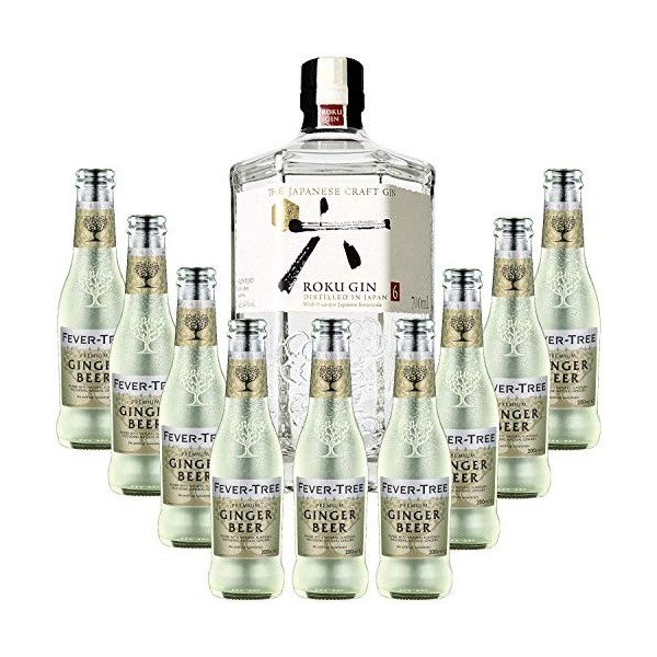 Pack Gintonic - Gin Roku + 9 Fever Tree Ginger Beer Water - 70cl + 9 * 20cl 