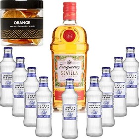 Pack Gintonic - Gin Tranqueray Flor de Sevilla + 9* London Essence"Grapefruit & Rosemary" + Pot de 20 tranches dOrange déshy
