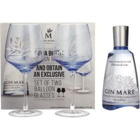 Gin Mare Mediterranean Gin 42,7% Vol. 0,7l in Giftbox with 2 glasses