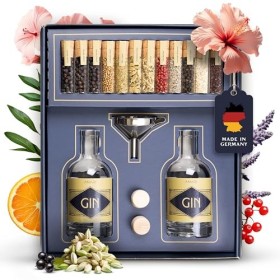 AMARI® | DIY Gin Set - à faire soi-même, set cadeau y compris les botaniques - Parfait pour la maison ou comme cadeau, coffre