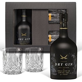 Coffret cadeau de gin Zanzibar Luxury Dry Gin 0.7 l avec 2 verres tumbler. Le cadeau de luxe pour les connaisseurs