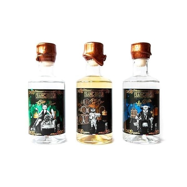 Coffret découverte Franc-Tireur Distillerie Franc-Tireur - 1 gin, 1 pur malt et 1 spiritueux unique - Produits -Normandie
