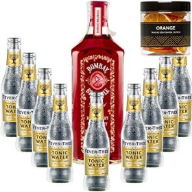 Pack Gintonic - Gin Bombay Raspberry + 9 Fever Tree Indian Premium Water - 70cl + 9 * 20cl + Pot de 20 tranches dOrange dé