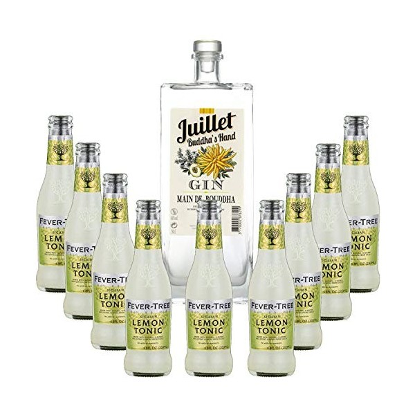 Pack Gintonic - Ferroni Gin Juillet"Main de Boudha" + 9 Fever Tree Sicilian Lemon Water - 50cl + 9 * 20cl 