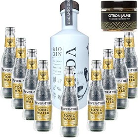 Pack Gintonic - Gin Panda + 9 Fever Tree Indian Premium Water - 50cl + 9 * 20cl + Pot de 20 tranches de Citron jaune déshyd