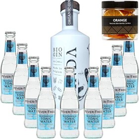 Pack Gintonic - Gin Panda + 9 Fever Tree Mediterranean Water - 50cl + 9 * 20cl + Pot de 20 tranches dOrange déshydratées