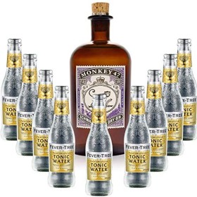 Pack Gintonic - Gin Monkey + 9 Fever Tree Indian Premium Water - 50cl + 9 * 20cl 