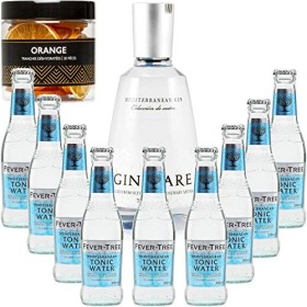 Gintonic - Gin Mare 42,7° + 9Fever Tree Mediterranean Water - 70cl + 9 * 20cl + Pot de 20 tranches de Orange déshydratées.