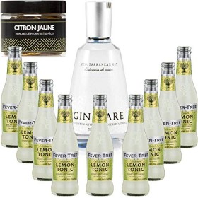 Gintonic - Gin Mare 42,7° + 9Fever Tree Sicilian Lemon Water - 70cl + 9 * 20cl + Pot de 20 tranches de Citron Jaune déshydr