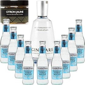 Gintonic - Gin Mare 42,7° + 9Fever Tree Mediterranean Water - 70cl + 9 * 20cl + Pot de 20 tranches de Citron Jaune déshydra