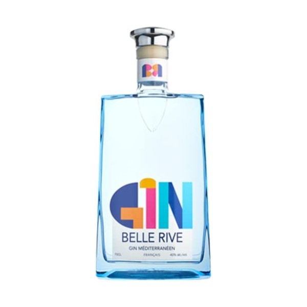 BELLE RIVE - Gin Méditerranéen Premium - Gin 40° - Idéal pour les Cocktails - Cadeau pour Homme ou pour Femme - 1 bouteille -