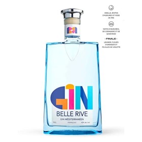 BELLE RIVE - Gin Méditerranéen Premium - Gin 40° - Idéal pour les Cocktails - Cadeau pour Homme ou pour Femme - 1 bouteille -