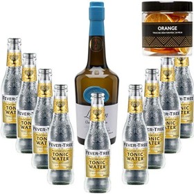 Pack Gintonic - Gin Christian Drouin + 9 Fever Tree Indian Premium Water - 70cl + 9 * 20cl + Pot de 20 tranches dOrange dé