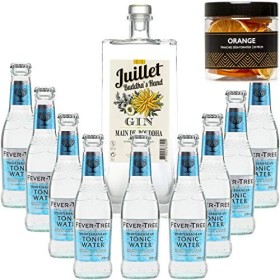 Pack Gintonic - Ferroni Gin Juillet"Main de Boudha" + 9 Fever Tree Mediterranean Water - 50cl + 9 * 20cl + Pot de 20 tranch