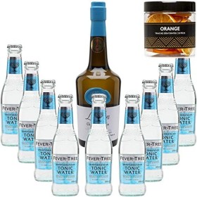 Pack Gintonic - Gin Christian Drouin + 9 Fever Tree Mediterranean Water - 70cl + 9 * 20cl + Pot de 20 tranches dOrange dés