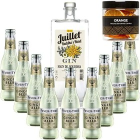 Pack Gintonic - Ferroni Gin Juillet"Main de Boudha" + 9 Fever Tree Ginger Beer Water - 50cl + 9 * 20cl + Pot de 20 tranches