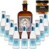 Pack Gintonic - Gin Monkey + 9 Fever Tree Mediterranean Water - 50cl + 9 * 20cl + Pot de 20 tranches dOrange déshydratées