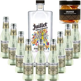 Pack Gintonic - Ferroni Gin Juillet"Confinement" + 9 Fever Tree Ginger Beer Water - 50cl + 9 * 20cl + Pot de 20 tranches d