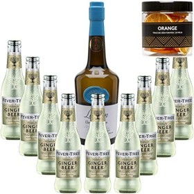 Pack Gintonic - Gin Christian Drouin + 9 Fever Tree Ginger Beer Water - 70cl + 9 * 20cl + Pot de 20 tranches dOrange déshy