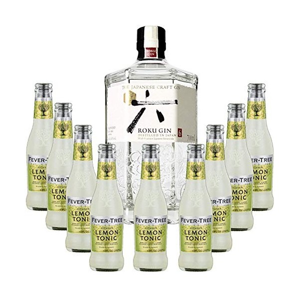 Pack Gintonic - Gin Roku + 9 Fever Tree Sicilian Lemon Water - 70cl + 9 * 20cl 
