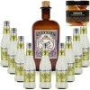Pack Gintonic - Gin Monkey + 9 Fever Tree Sicilian Lemon Water - 50cl + 9 * 20cl + Pot de 20 tranches dOrange déshydratées