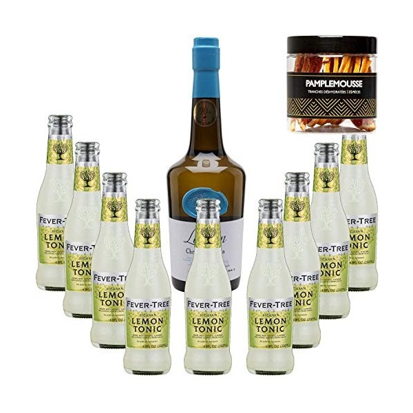 Pack Gintonic - Gin Christian Drouin + 9 Fever Tree Sicilian Lemon Water - 70cl + 9 * 20cl + Pot de 20 tranches de Citron j