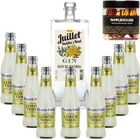 Pack Gintonic - Ferroni Gin Juillet"Main de Boudha" + 9 Fever Tree Sicilian Lemon Water - 50cl + 9 * 20cl + Pot de 20 tranc