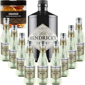 Gintonic - Gin Hendricks 41,3° + 9Fever Tree Ginger Beer Water - 70cl + 9 * 20cl + Pot de 20 tranches de Orange déshydratée