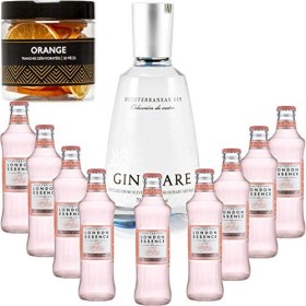 Gintonic - Gin Mare 42,7° + 9London Essence"White Peach & Jasmin" - 70cl + 9 * 20cl + Pot de 20 tranches de Orange déshydra