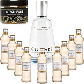 Gintonic - Gin Mare 42,7° + 9London Essence"Ginger Ale" - 70cl + 9 * 20cl + Pot de 20 tranches de Citron Jaune déshydratées
