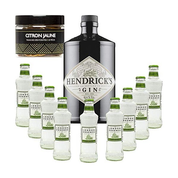 Gintonic - Gin Hendricks 41,3° + 9London Essence"Bitter Orange & Elderflower" - 70cl + 9 * 20cl + Pot de 20 tranches de Cit