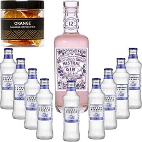Gintonic - Mistral Gin 40° + 9London Essence"Grapefruit & Rosemary" - 70cl + 9 * 20cl + Pot de 20 tranches de Orange déshyd
