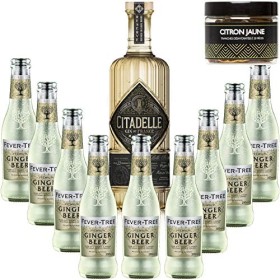 Pack Gintonic - Gin Citadelle Réserve + 9 Fever Tree Ginger Beer Water - 70cl + 9 * 20cl + Pot de 20 tranches de Citron jau