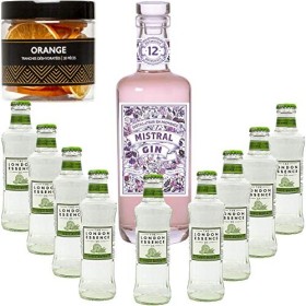 Gintonic - Mistral Gin 40° + 9London Essence"Bitter Orange & Elderflower" - 70cl + 9 * 20cl + Pot de 20 tranches de Orange 