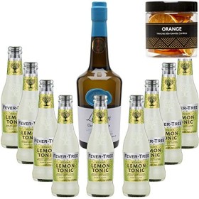 Pack Gintonic - Gin Christian Drouin + 9 Fever Tree Sicilian Lemon Water - 70cl + 9 * 20cl + Pot de 20 tranches dOrange dé