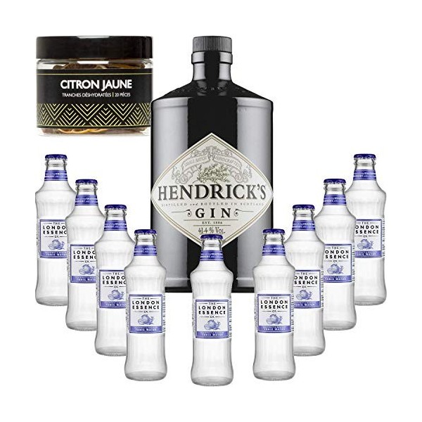 Gintonic - Gin Hendricks 41,3° + 9London Essence"Grapefruit & Rosemary" - 70cl + 9 * 20cl + Pot de 20 tranches de Citron Ja