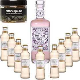 Gintonic - Mistral Gin 40° + 9London Essence"Ginger Ale" - 70cl + 9 * 20cl + Pot de 20 tranches de Citron Jaune déshydratée