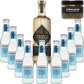 Pack Gintonic - Gin Citadelle Réserve + 9 Fever Tree Mediterranean Water - 70cl + 9 * 20cl + Pot de 20 tranches de Citron j