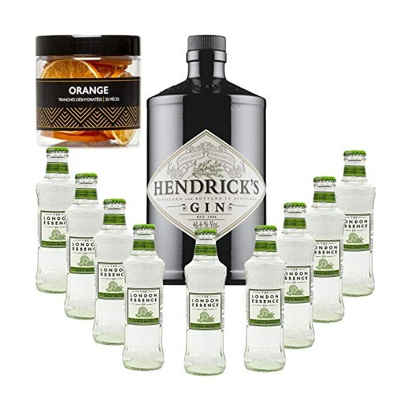 Gintonic - Gin Hendricks 41,3° + 9London Essence"Bitter Orange & Elderflower" - 70cl + 9 * 20cl + Pot de 20 tranches de Ora