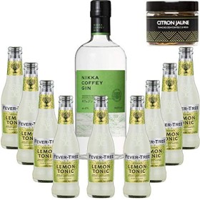 Pack Gintonic - Nikka Gin + 9 Fever Tree Sicilian Lemon Water - 70cl + 9 * 20cl + Pot de 20 tranches de Citron jaune déshyd