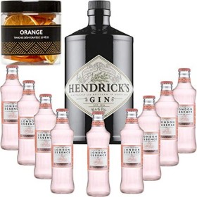 Gintonic - Gin Hendricks 41,3° + 9London Essence"White Peach & Jasmin" - 70cl + 9 * 20cl + Pot de 20 tranches de Orange dés
