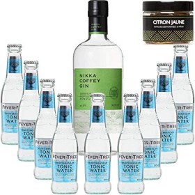 Pack Gintonic - Nikka Gin + 9 Fever Tree Mediterranean Water - 70cl + 9 * 20cl + Pot de 20 tranches de Citron jaune déshydr