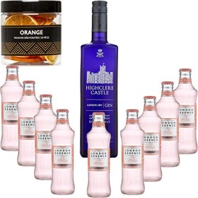 Gintonic - Gin Highclere Castle 43,5° + 9London Essence"White Peach & Jasmin" - 70cl + 9 * 20cl + Pot de 20 tranches de Ora