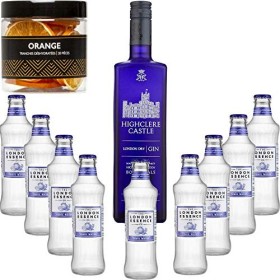 Gintonic - Gin Highclere Castle 43,5° + 9London Essence"Grapefruit & Rosemary" - 70cl + 9 * 20cl + Pot de 20 tranches de Or