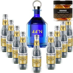Pack Gintonic - Gin Numero 44 + 9 Fever Tree Indian Premium Water - 50cl + 9 * 20cl + Pot de 20 tranches dOrange déshydrat