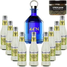 Pack Gintonic - Gin Numero 44 + 9 Fever Tree Sicilian Lemon Water - 50cl + 9 * 20cl + Pot de 20 tranches de Citron jaune dé