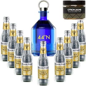 Pack Gintonic - Gin Numero 44 + 9 Fever Tree Indian Premium Water - 50cl + 9 * 20cl + Pot de 20 tranches de Citron jaune dé